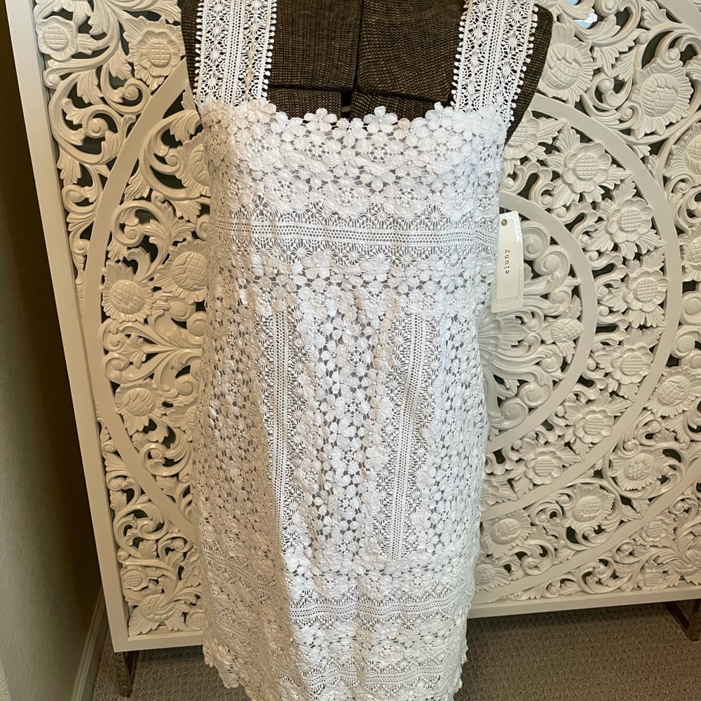 NWT Cluny white lace knee length dress